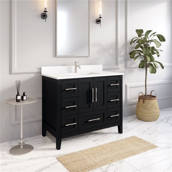 Spa Bathe Henley 42-in Espresso Single Vanity  w/ Power Bar and Drawer Organizer