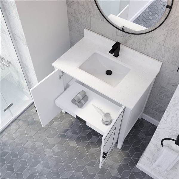 Spa Bathe Hayden 36-in White Single Sink Freestanding Vanity w/ Power Bar