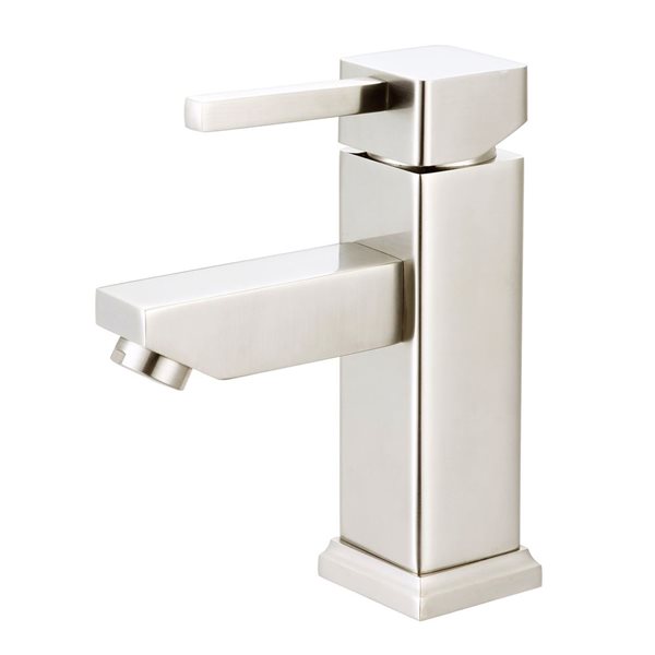 Robinet de salle de bains monotrou Robo par Spa Bathe nickel brossé monté sur cadre