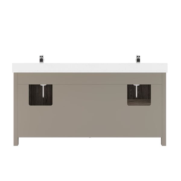 Spa Bathe Kate 72-in Gray Double Sink Freestanding Vanity w/ Power Bar and Drawer Organizer