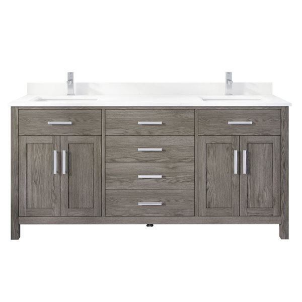 Spa Bathe Kate 72-in Gray Double Sink Freestanding Vanity w/ Power Bar and Drawer Organizer