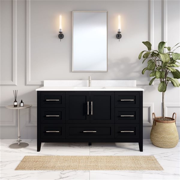 Spa Bathe Henley 60-in Espresso Single Vanity w/ Power Bar and Drawer Organizer