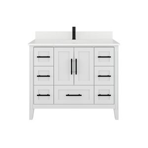 Spa Bathe Henley 42-in White Single Vanity w/ Power Bar Drawer Organizer