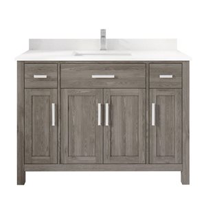 Spa Bathe Kate 48-in Gray Single Sink Freestanding Vanity w/ Power Bar and Drawer Organizer