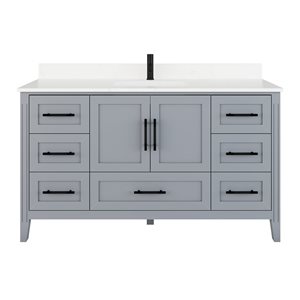 Spa Bathe Henley 60-in Oxford Gray Single Vanity w/ Power Bar and Drawer Organizer