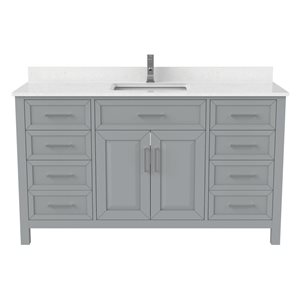 Spa Bathe Thomas 60-in Gray Single Sink Freestanding Vanity w/ Power Bar and Drawer Organizer