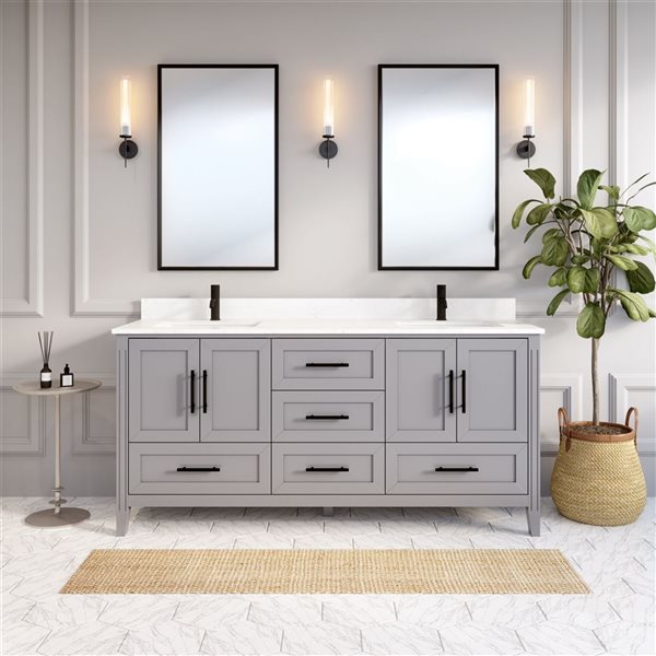 Spa Bathe Henley 72-in Oxford Gray Single Vanity w/ Power Bar and Drawer Organizer