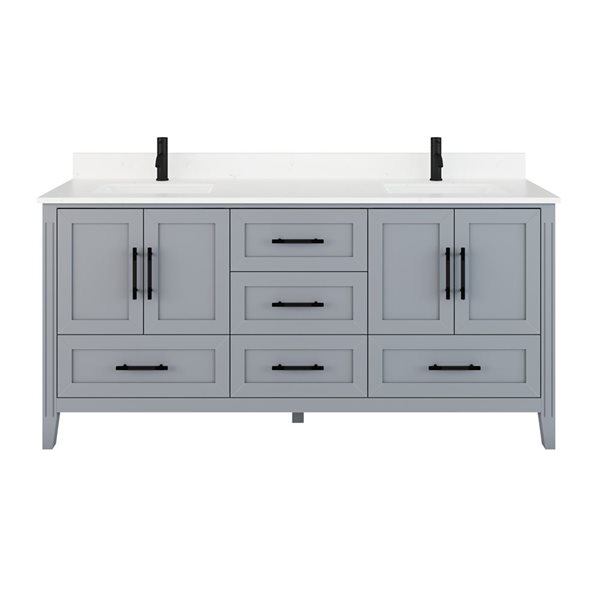 Spa Bathe Henley 72-in Oxford Gray Single Vanity w/ Power Bar and Drawer Organizer