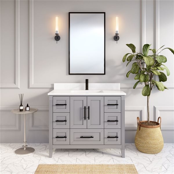 Spa Bathe Henley 42-in Oxford Gray Single Vanity w/ Power Bar and Drawer Organizer