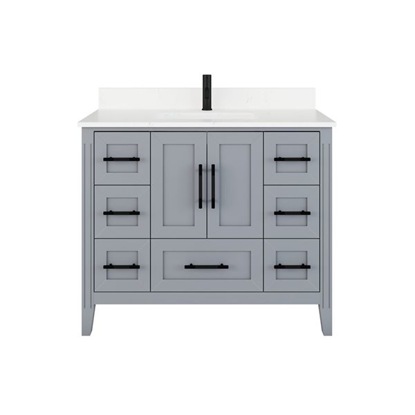 Spa Bathe Henley 42-in Oxford Gray Single Vanity w/ Power Bar and Drawer Organizer