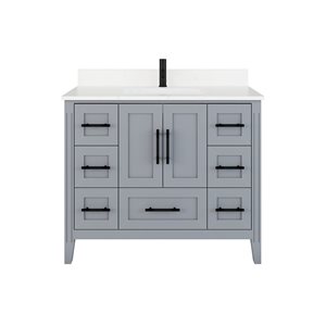 Spa Bathe Henley 42-in Oxford Gray Single Vanity w/ Power Bar and Drawer Organizer