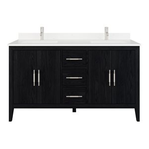 Spa Bathe Vance 60-in Espresso Double Vanity w/ Power Bar and Drawer Organizer