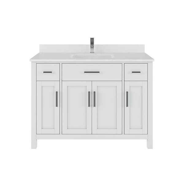 Spa Bathe Kate 48-in White Single Sink Freestanding Vanity w/ Power Bar and Drawer Organizer