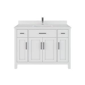 Spa Bathe Kate 48-in White Single Sink Freestanding Vanity w/ Power Bar and Drawer Organizer