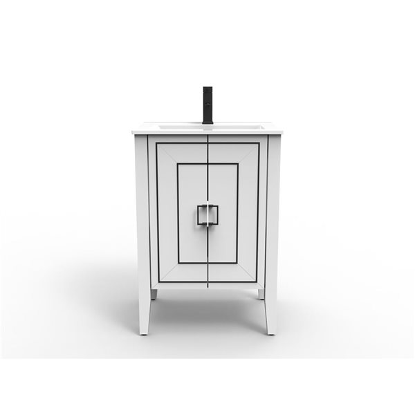 Spa Bathe Hayden 24-in White Single Sink Freestanding Vanity w/ White with Gray Specks Engineered Stone Top