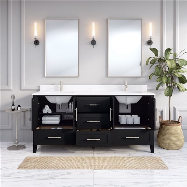 Spa Bathe Henley 72-in Espresso Single Vanity w/ Power Bar and Drawer Organizer