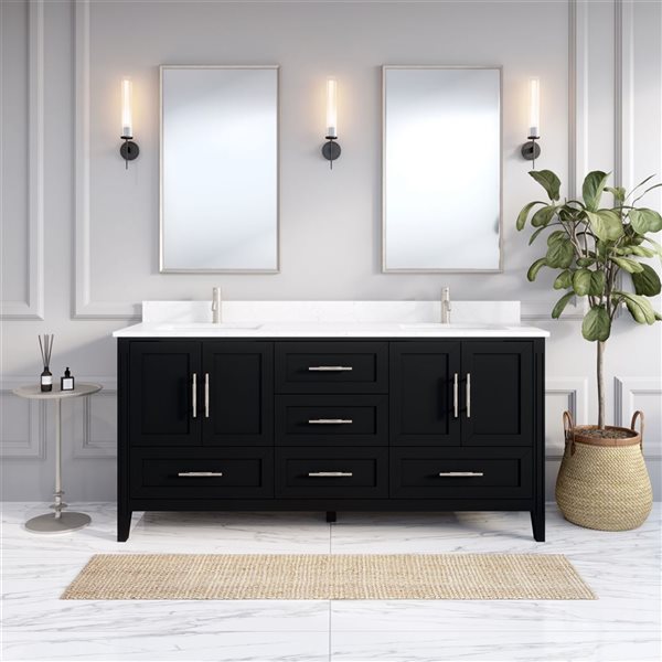 Spa Bathe Henley 72-in Espresso Single Vanity w/ Power Bar and Drawer Organizer