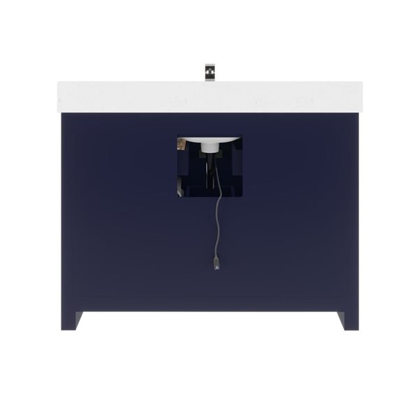 Spa Bathe Riley 48-in Blue Single Sink Freestanding Vanity w/ Power Bar and Drawer Organizer