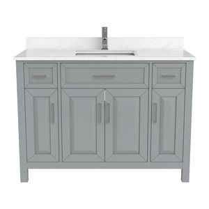 Spa Bathe Thomas 48-in Gray Single Sink Freestanding Vanity w/ Power Bar and Drawer Organizer