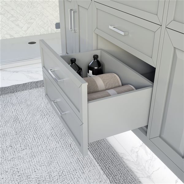 Spa Bathe Thomas 72-in Gray Double Sink Freestanding Vanity w/ Power Bar and Drawer Organizer