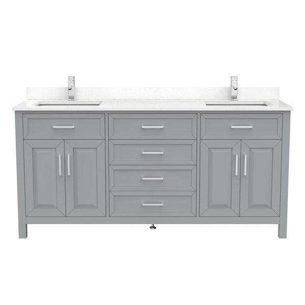 Spa Bathe Thomas 72-in Gray Double Sink Freestanding Vanity w/ Power Bar and Drawer Organizer