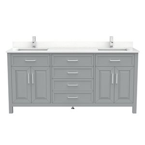 Spa Bathe Thomas 72-in Gray Double Sink Freestanding Vanity w/ Power Bar and Drawer Organizer