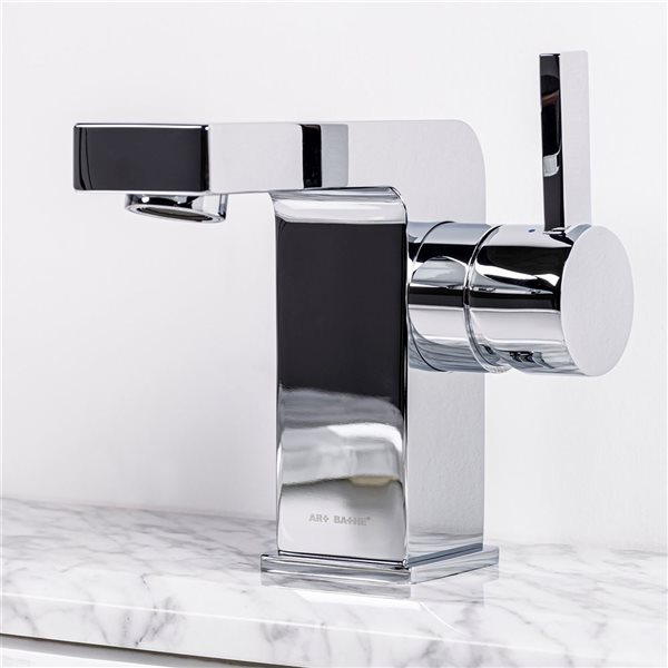 Robinet de salle de bains monotrou Andro par Spa Bathe chrome poli monté sur cadre