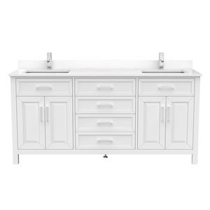 Spa Bathe Thomas 72-in White Double Sink Freestanding Vanity w/ Power Bar and Drawer Organizer