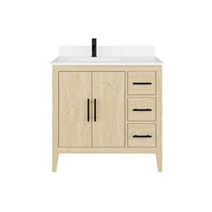 Spa Bathe Vance 36-in White Oak Single Vanity w/ Power Bar and Drawer Organizer