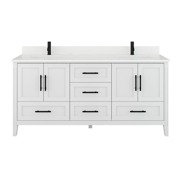 Spa Bathe Henley 72-in White Single Vanity  w/ Power Bar and Drawer Organizer