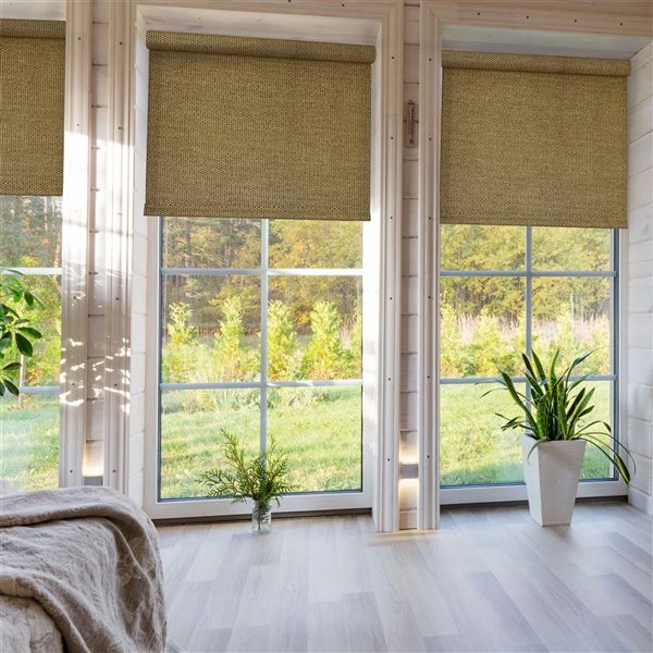 Versailles Home Fashions Marcellus 36-in x 72-in Sand Room Darkening Cordless Roman Shades