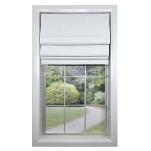 Versailles Home Fashions Octavia 38 x 63-in White Full-view Standard Flush Blackout Cordless Roman Shades