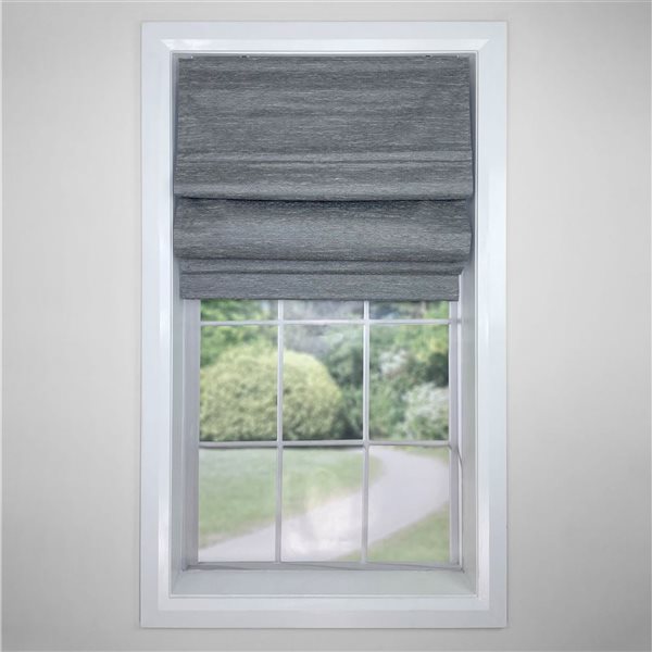 Versailles Home Fashions Caesar 34 x 63-in Ash Grey Full-view Standard Flush Blackout Cordless Roman Shades