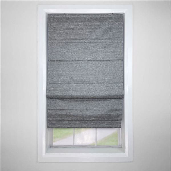 Versailles Home Fashions Caesar 34 x 63-in Ash Grey Full-view Standard Flush Blackout Cordless Roman Shades