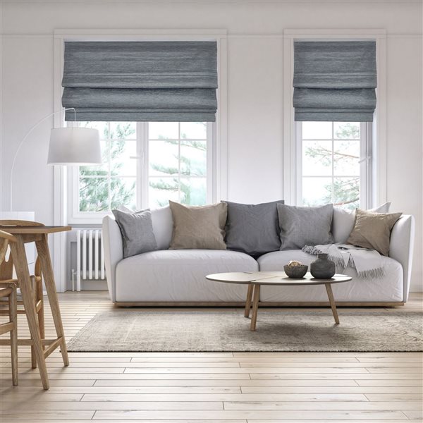 Versailles Home Fashions Caesar 34 x 63-in Ash Grey Full-view Standard Flush Blackout Cordless Roman Shades