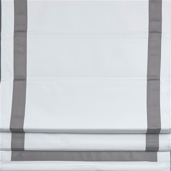 Store romain sans cordon Valentina 30 x 63 po de Versailles Home Fashion gris/blanc opaque encastré standard plein