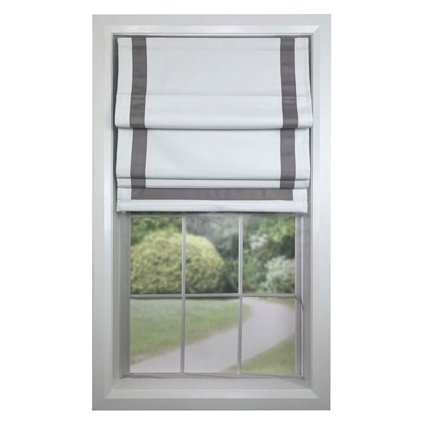 Versailles Home Fashions Valentina 30 x 63-in Gray/White Full-view Standard Flush Blackout Cordless Roman Shades