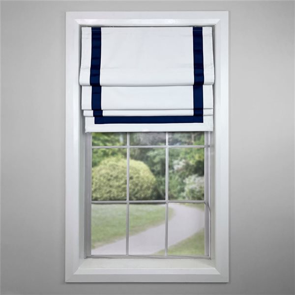 Versailles Home Fashions Valentina 40 x 63-in Navy and White Full-view Standard Flush Blackout Cordless Roman Shades