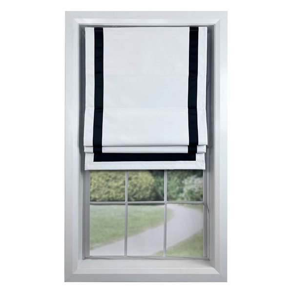 Versailles Home Fashions Valentina 40 x 63-in Black/White Full-view Standard Flush Blackout Cordless Roman Shades