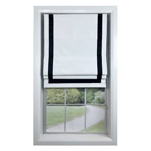 Versailles Home Fashions Valentina 40 x 63-in Black/White Full-view Standard Flush Blackout Cordless Roman Shades