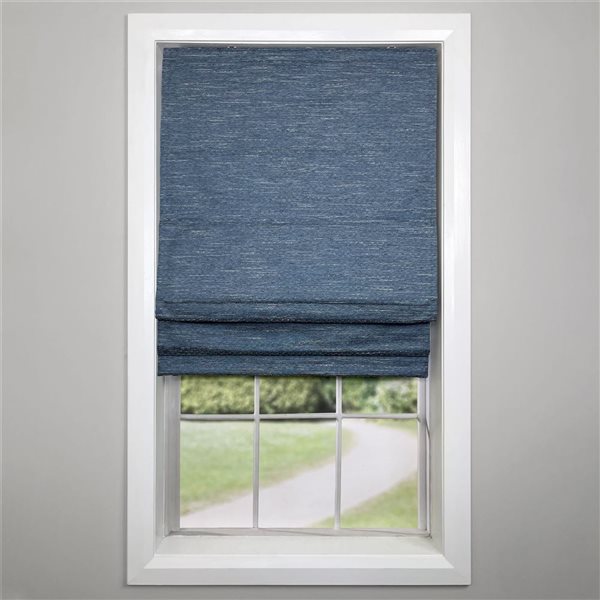 Store romain sans cordon Caesar 34 x 63 po de Versailles Home Fashion bleu opaque encastré standard plein