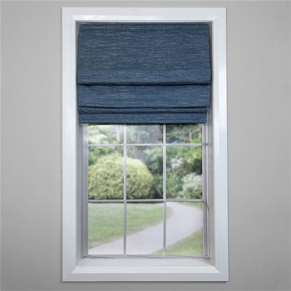 Store romain sans cordon Caesar 34 x 63 po de Versailles Home Fashion bleu opaque encastré standard plein