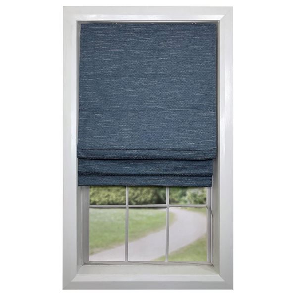 Versailles Home Fashions Caesar 34 x 63-in Blue Full-view Standard Flush Blackout Cordless Roman Shades