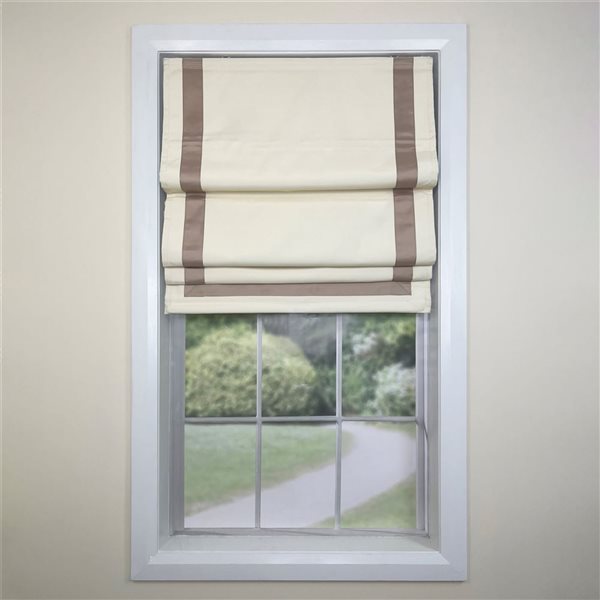 Versailles Home Fashions Valentina 34 x 63-in Taupe/Beige Full-view Standard Flush Blackout Cordless Roman Shades