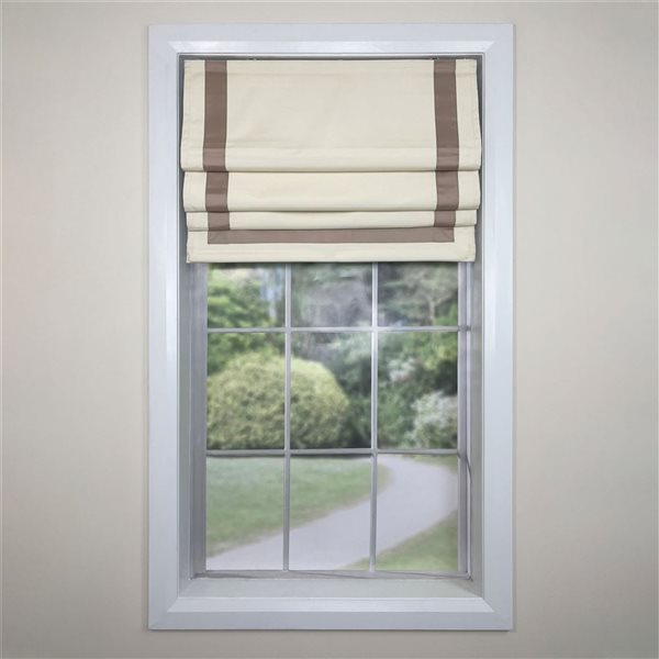 Versailles Home Fashions Valentina 34 x 63-in Taupe/Beige Full-view Standard Flush Blackout Cordless Roman Shades