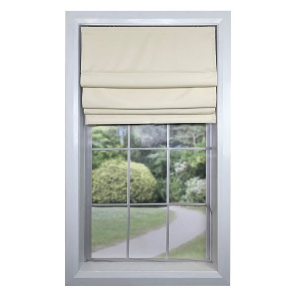 Versailles Home Fashions Octavia 30 x 63-in Ivory Full-view Standard Flush Blackout Cordless Roman Shades