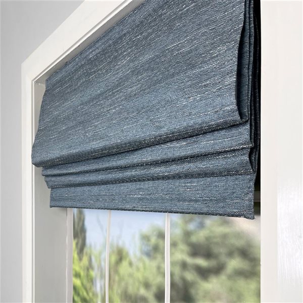 Versailles Home Fashions Caesar 30 x 63-in Blue Full-view Standard Flush Blackout Cordless Roman Shades