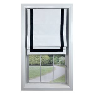 Versailles Home Fashions Valentina 32 x 63-in Black/White Full-view Standard Flush Blackout Cordless Roman Shades