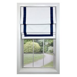 Versailles Home Fashions Valentina 38 x 63-in Navy/White Full-view Standard Flush Blackout Cordless Roman Shades