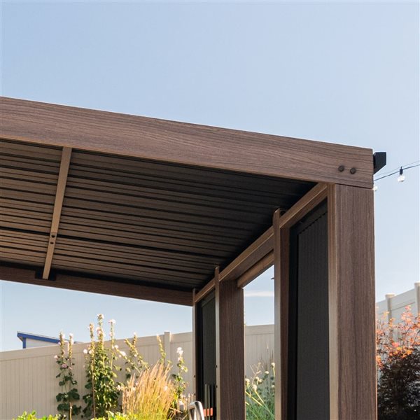 Abri de jardin Blackstone 10 x 10 pi en acier galvanisé noir et brun pour bar et barbecue